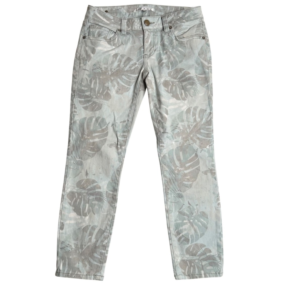Cabi Paradise Palm Style 227 Skinny Cropped Denim Tropical Leaf Women's‎ Size  2